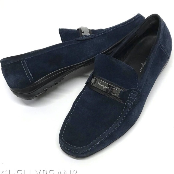 Salvatore Ferragamo Blue Suede Loafers 